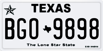 TX license plate BGO9898