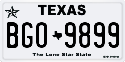 TX license plate BGO9899