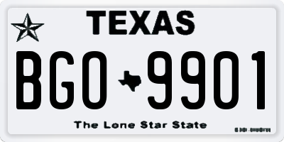 TX license plate BGO9901