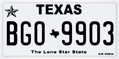 TX license plate BGO9903
