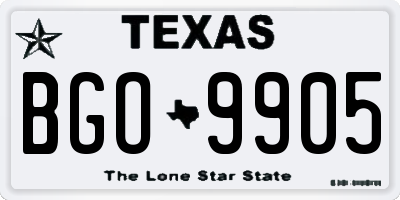 TX license plate BGO9905