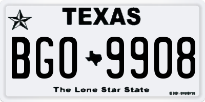 TX license plate BGO9908