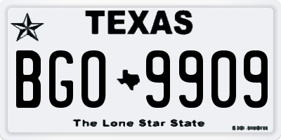TX license plate BGO9909