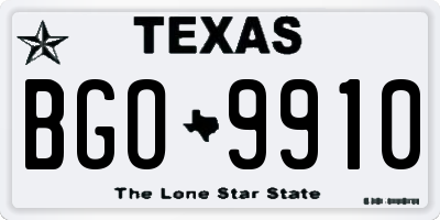 TX license plate BGO9910