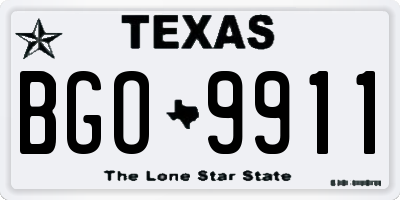 TX license plate BGO9911