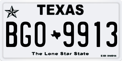TX license plate BGO9913