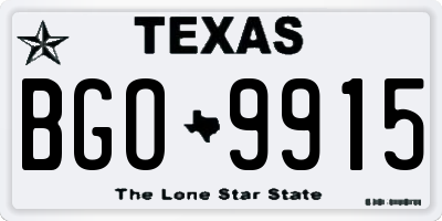 TX license plate BGO9915