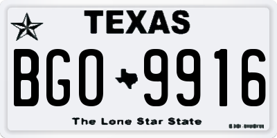 TX license plate BGO9916
