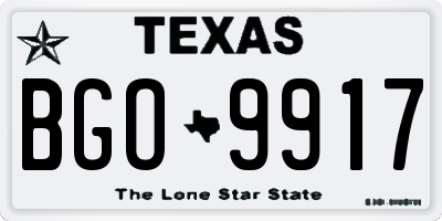 TX license plate BGO9917