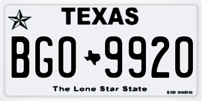 TX license plate BGO9920