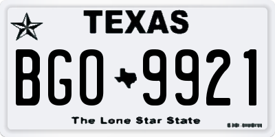 TX license plate BGO9921