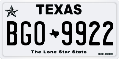 TX license plate BGO9922
