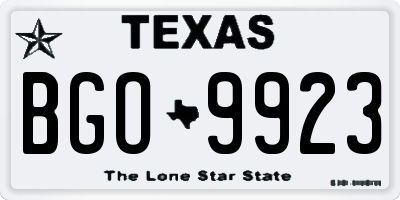 TX license plate BGO9923