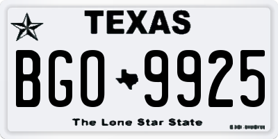 TX license plate BGO9925