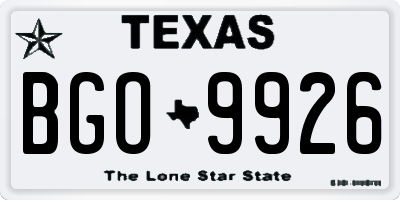 TX license plate BGO9926