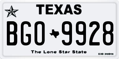 TX license plate BGO9928