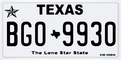TX license plate BGO9930