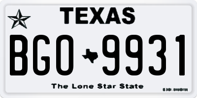 TX license plate BGO9931
