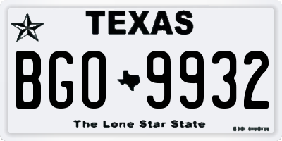 TX license plate BGO9932