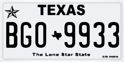 TX license plate BGO9933