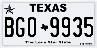 TX license plate BGO9935