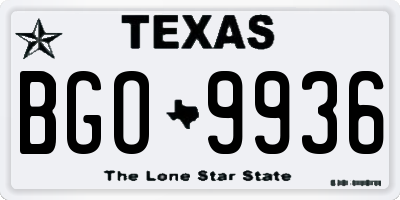 TX license plate BGO9936