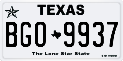TX license plate BGO9937