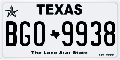TX license plate BGO9938