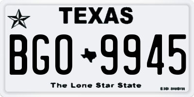 TX license plate BGO9945