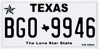 TX license plate BGO9946