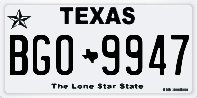 TX license plate BGO9947