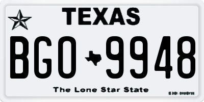 TX license plate BGO9948