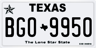 TX license plate BGO9950