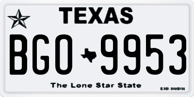 TX license plate BGO9953