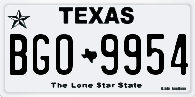 TX license plate BGO9954