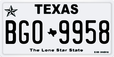 TX license plate BGO9958