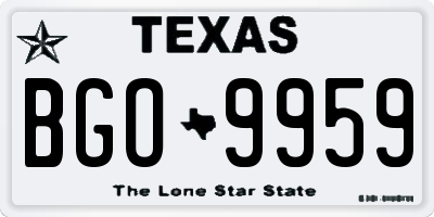 TX license plate BGO9959