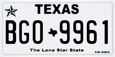 TX license plate BGO9961
