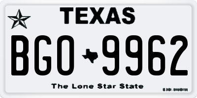 TX license plate BGO9962