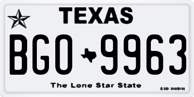TX license plate BGO9963