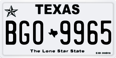 TX license plate BGO9965