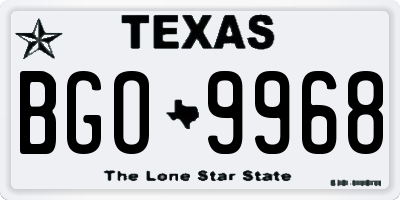TX license plate BGO9968