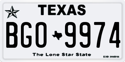TX license plate BGO9974