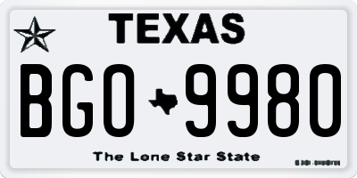 TX license plate BGO9980