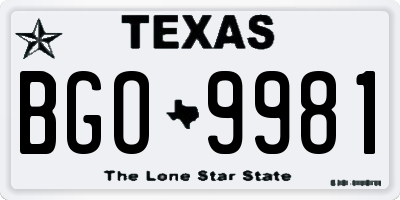 TX license plate BGO9981