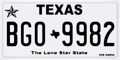TX license plate BGO9982