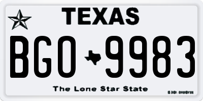 TX license plate BGO9983