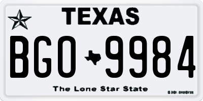 TX license plate BGO9984