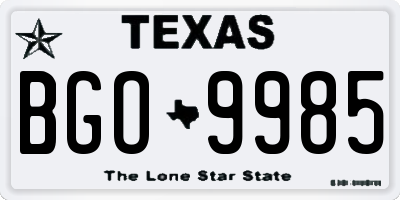 TX license plate BGO9985
