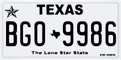 TX license plate BGO9986